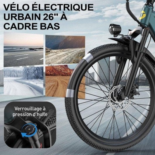 Bicicleta Eléctrica Aairsk 26 Pulgadas Motor 250W Batería 36V 13Ah 21 Velocidades Azul
