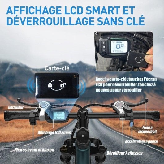 Bicicleta Eléctrica Aairsk 26 Pulgadas Motor 250W Batería 36V 13Ah 21 Velocidades Azul