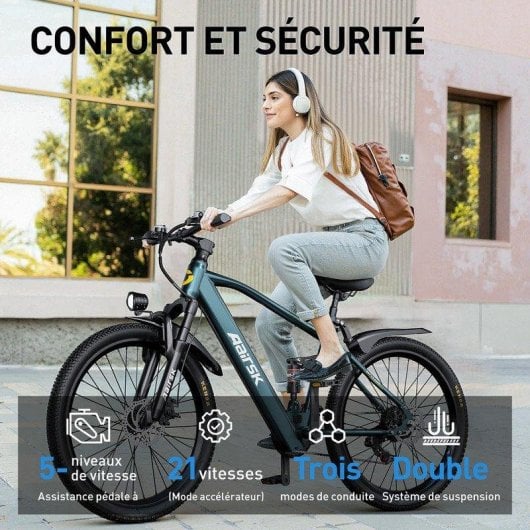Velo Electrique Aairsk 26 Pouces 250 W 468Wh 21 Vitesses Noir