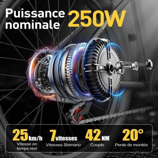 Velo Electrique Aairsk 250 W Tout-terrain 26 Pouces Bleu