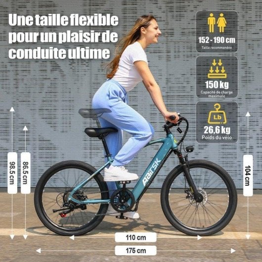 Velo Electrique Aairsk 250 W Tout-terrain 26 Pouces Bleu