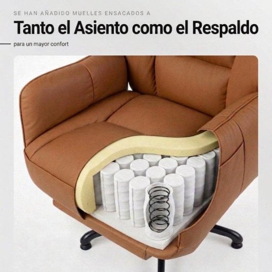 Chaise de bureau Welltin 90-135 repos bras tournants simili cuir marron