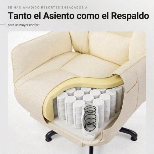 Chaise de bureau Welltin 90°-135°, accoudoirs pivotants, cuir synthétique blanc