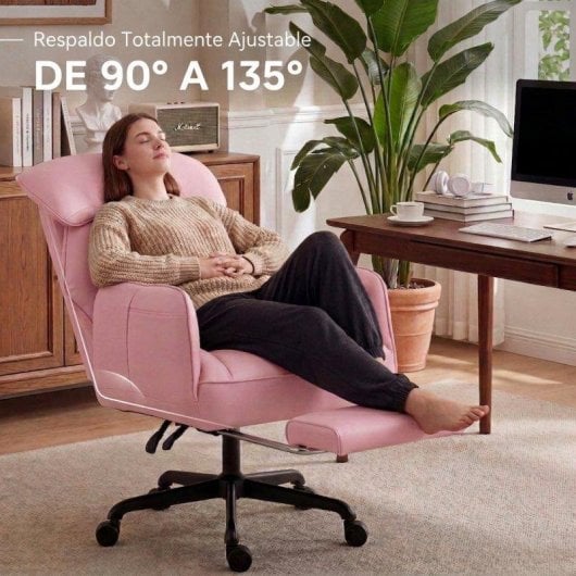 Chaise de bureau Welltin 90-135deg accoudoirs rotatifs Rose