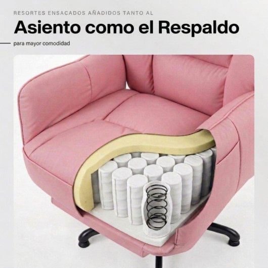 Chaise de bureau Welltin 90-135deg accoudoirs rotatifs Rose