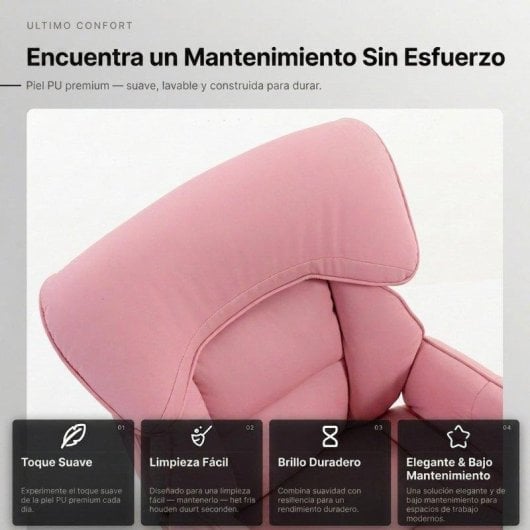 Chaise de bureau Welltin 90-135deg accoudoirs rotatifs Rose