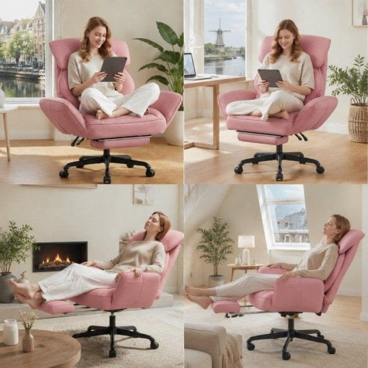 Chaise de bureau Welltin 90-135deg accoudoirs rotatifs Rose