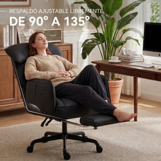 Chaise de bureau Welltin 90°-135° avec accoudoirs pivotants en cuir synthétique