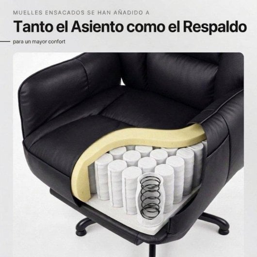 Chaise de bureau Welltin 90°-135° avec accoudoirs pivotants en cuir synthétique