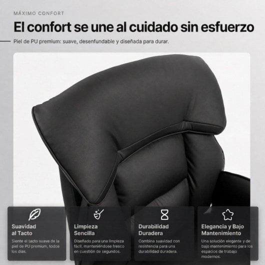 Chaise de bureau Welltin 90°-135° avec accoudoirs pivotants en cuir synthétique