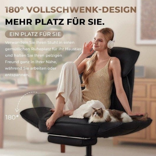 Chaise de bureau Welltin 90°-135° avec accoudoirs pivotants en cuir synthétique