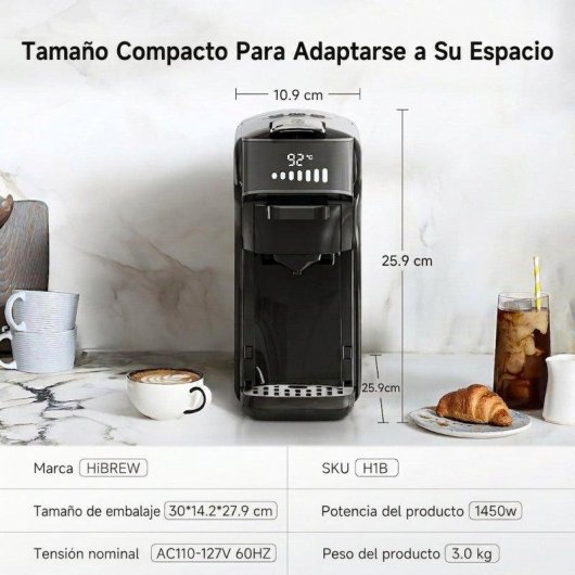 Cafetière à capsules HiBREW H1B 20 Bars 1450W écran LCD beige