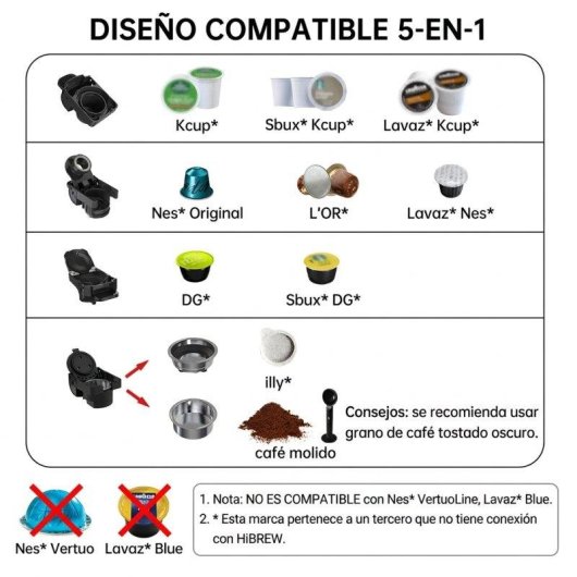 Máquina de café de cápsulas HiBREW H2B 600ml 19 Bares extração quente e fria