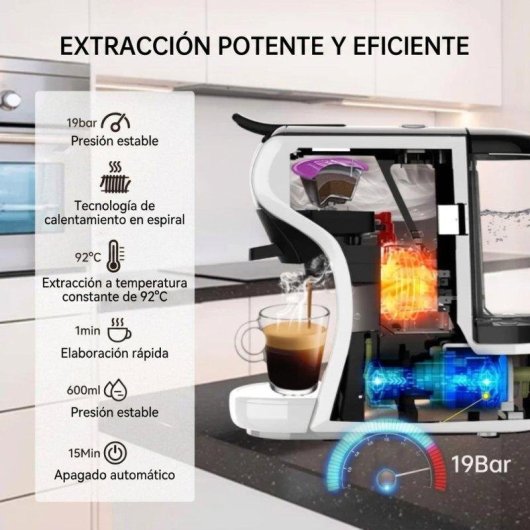 Máquina de café de cápsulas HiBREW H1A 0,6L 19 Bares 4 em 1 extração fria e quente