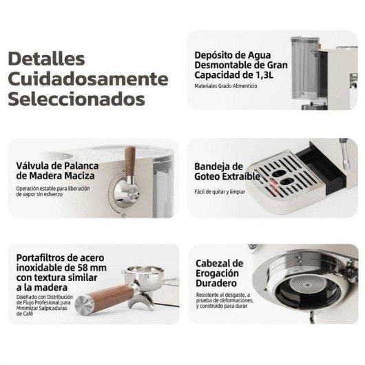 Macchina da caffè espresso semi-automatica HiBREW H13 doppia caldaia 1,3L 20 bar acciaio inox