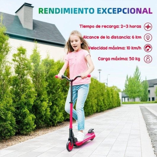 Patinete elétrico Welltin 120W 10km/h Autonomia 6km LED Plegável Vermelho