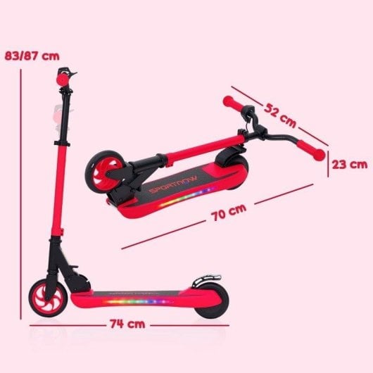 Patinete elétrico Welltin 120W 10km/h Autonomia 6km LED Plegável Vermelho