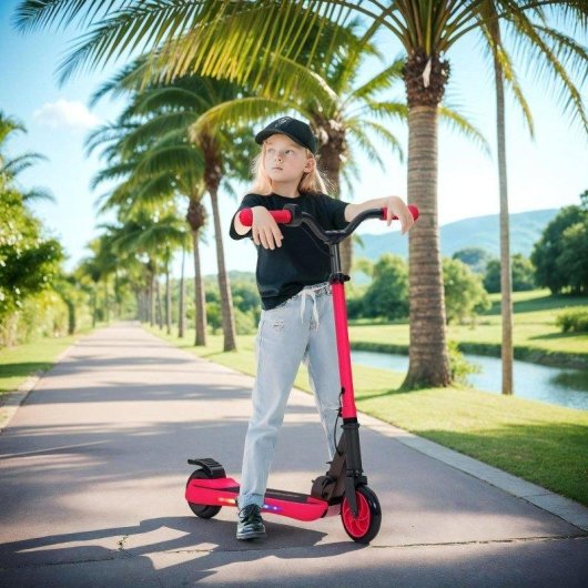 Patinete elétrico Welltin 120W 10km/h Autonomia 6km LED Plegável Vermelho