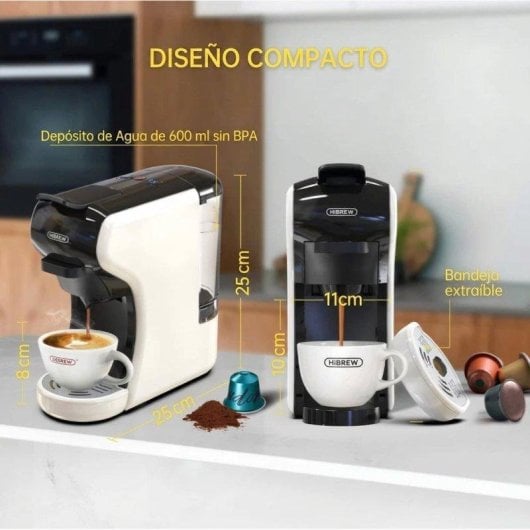 Máquina de café de cápsulas HiBREW H1A 0,6L 19 Bares extração fria e quente