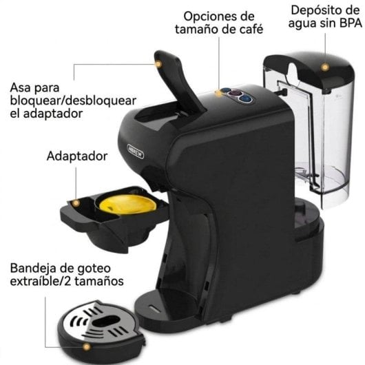 Máquina de café de cápsulas HiBREW H1A 0,6L 19 Bares extração fria e quente