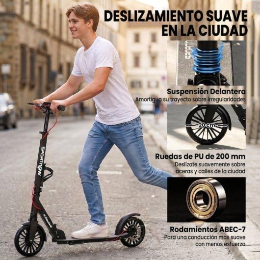 Patinete eléctrico Welltin plegable 5,1 kg 100 kg triple amortiguación doble freno