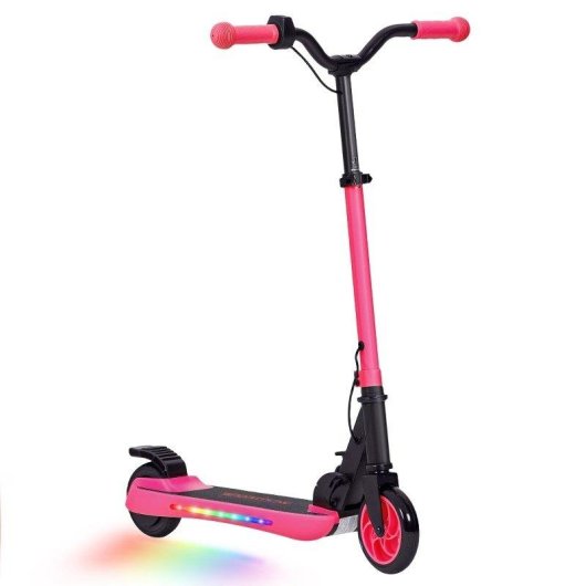 Patinete elétrico Welltin 120W autonomia 6km rodas 5,5" LED rosa dobrável