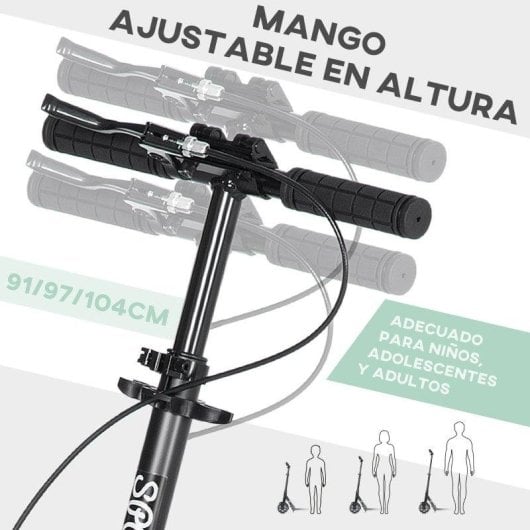 Patinete plegable Welltin doble frenado suspensión ruedas 20 cm verde