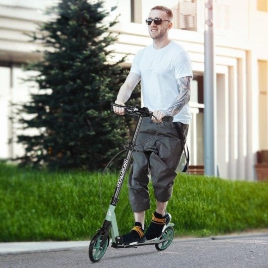 Patinete plegable Welltin doble frenado suspensión ruedas 20 cm verde