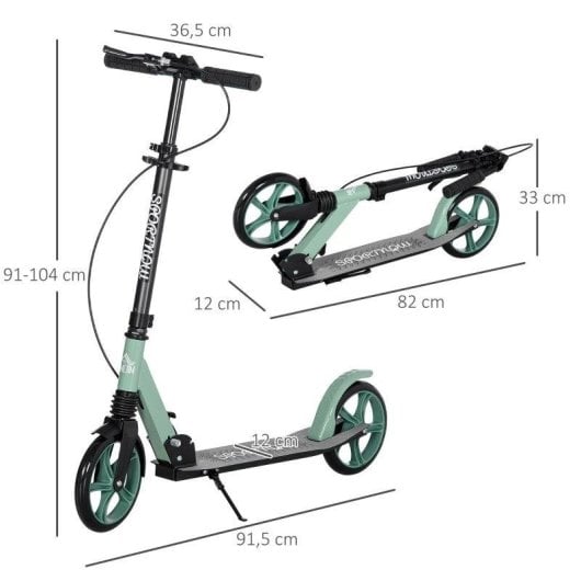 Patinete plegable Welltin doble frenado suspensión ruedas 20 cm verde