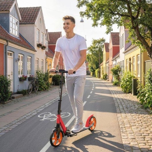 Klapproller Welltin Aluminium 20 cm Räder Doppelbremse Rot