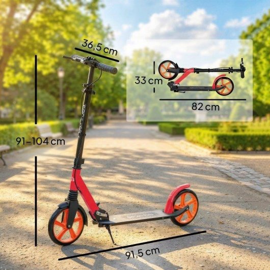 Klapproller Welltin Aluminium 20 cm Räder Doppelbremse Rot