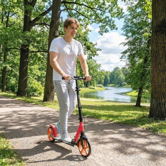 Klapproller Welltin Aluminium 20 cm Räder Doppelbremse Rot