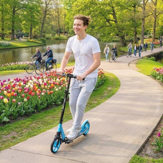Klappbarer Welltin Scooter Aluminium 20 cm Räder Doppelbremse Blau