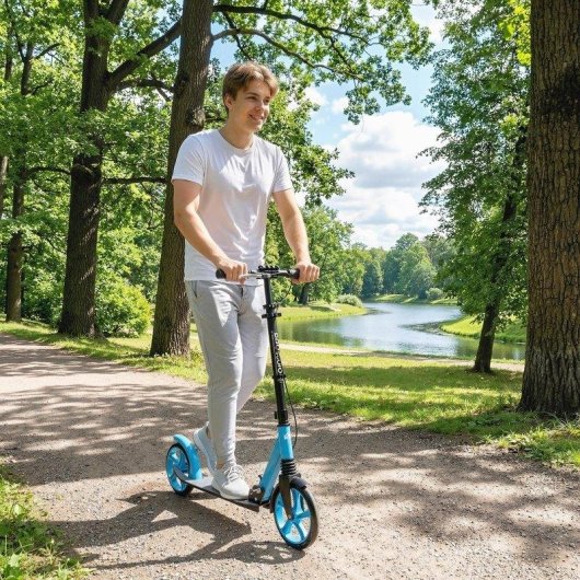 Klappbarer Welltin Scooter Aluminium 20 cm Räder Doppelbremse Blau