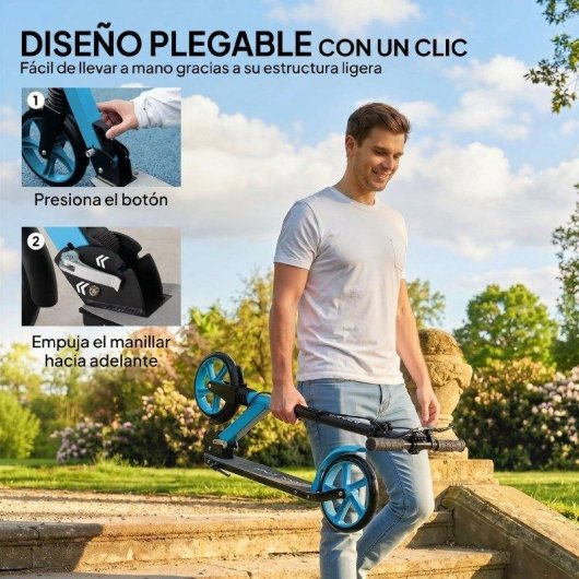 Klappbarer Welltin Scooter Aluminium 20 cm Räder Doppelbremse Blau