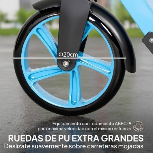 Klappbarer Welltin Scooter Aluminium 20 cm Räder Doppelbremse Blau