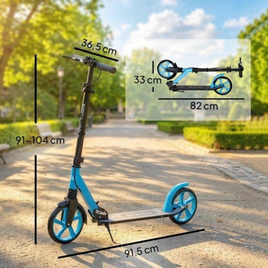 Klappbarer Welltin Scooter Aluminium 20 cm Räder Doppelbremse Blau