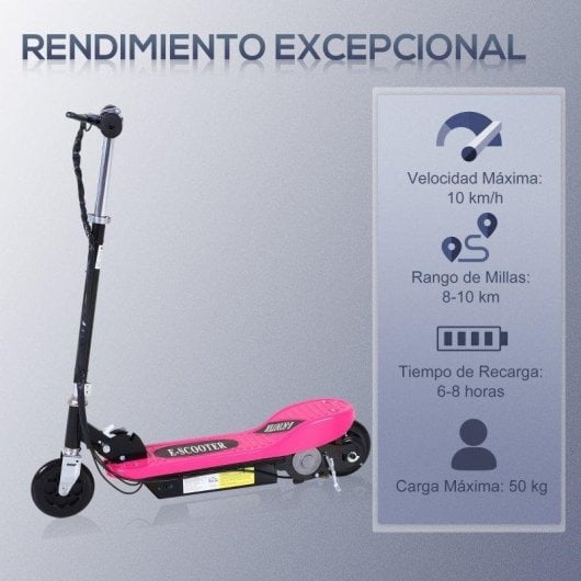 Patinete eléctrico Welltin 120W Autonomía 10km Plegable Caballete Rosa