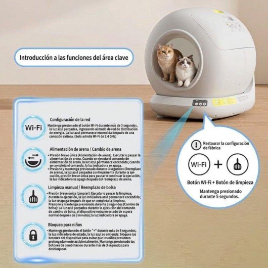 Caixa de Areia Automática Welltin Huiyamsp 78L Wifi App Inteligente