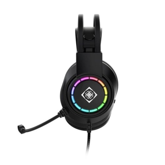 Auriculares Deltaco Gaming GAM-168 con cable USB, iluminación multicolor y micrófono para juego negro