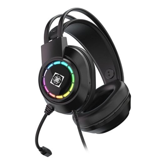 Auriculares Deltaco Gaming GAM-168 con cable USB, iluminación multicolor y micrófono para juego negro
