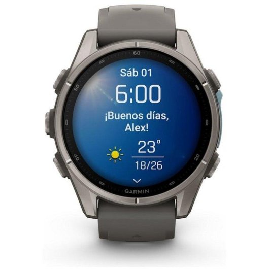 Garmin fēnix 9 GPS Bluetooth Wi-Fi 43mm Titanio con correa de silicona en gris