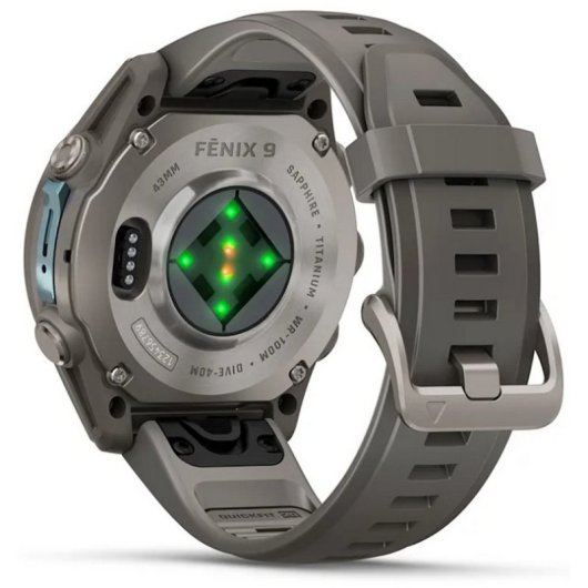 Garmin fēnix 9 GPS Bluetooth Wi-Fi 43mm Titanio con correa de silicona en gris