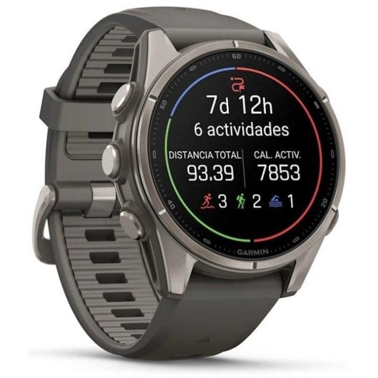 Garmin fēnix 9 GPS Bluetooth Wi-Fi 43mm Titanio con correa de silicona en gris