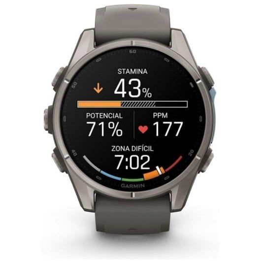 Garmin fēnix 9 GPS Bluetooth Wi-Fi 43mm Titanio con correa de silicona en gris