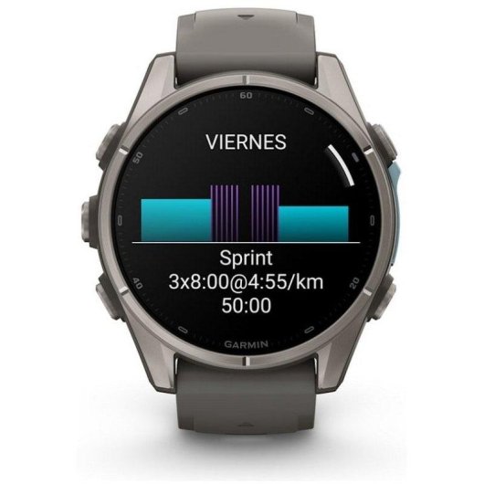 Garmin fēnix 9 GPS Bluetooth Wi-Fi 43mm Titanio con correa de silicona en gris