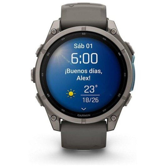 Garmin fēnix 9 GPS Bluetooth Wi-Fi 47mm Titanio con correa de silicona en gris