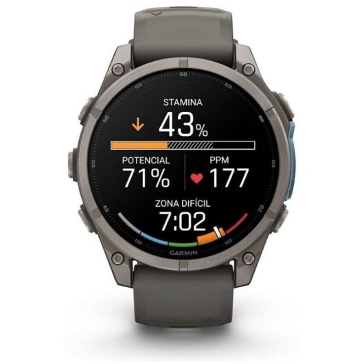 Garmin fēnix 9 GPS Bluetooth Wi-Fi 47mm Titanio con correa de silicona en gris