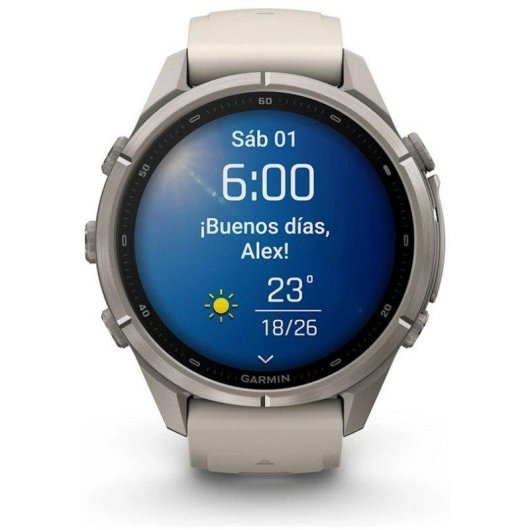 Garmin fēnix 9 Pro Bluetooth GPS 43mm Titanio con correa de silicona en blanco