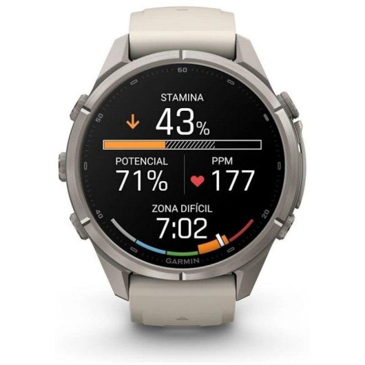 Garmin fēnix 9 Pro Bluetooth GPS 43mm Titanio con correa de silicona en blanco